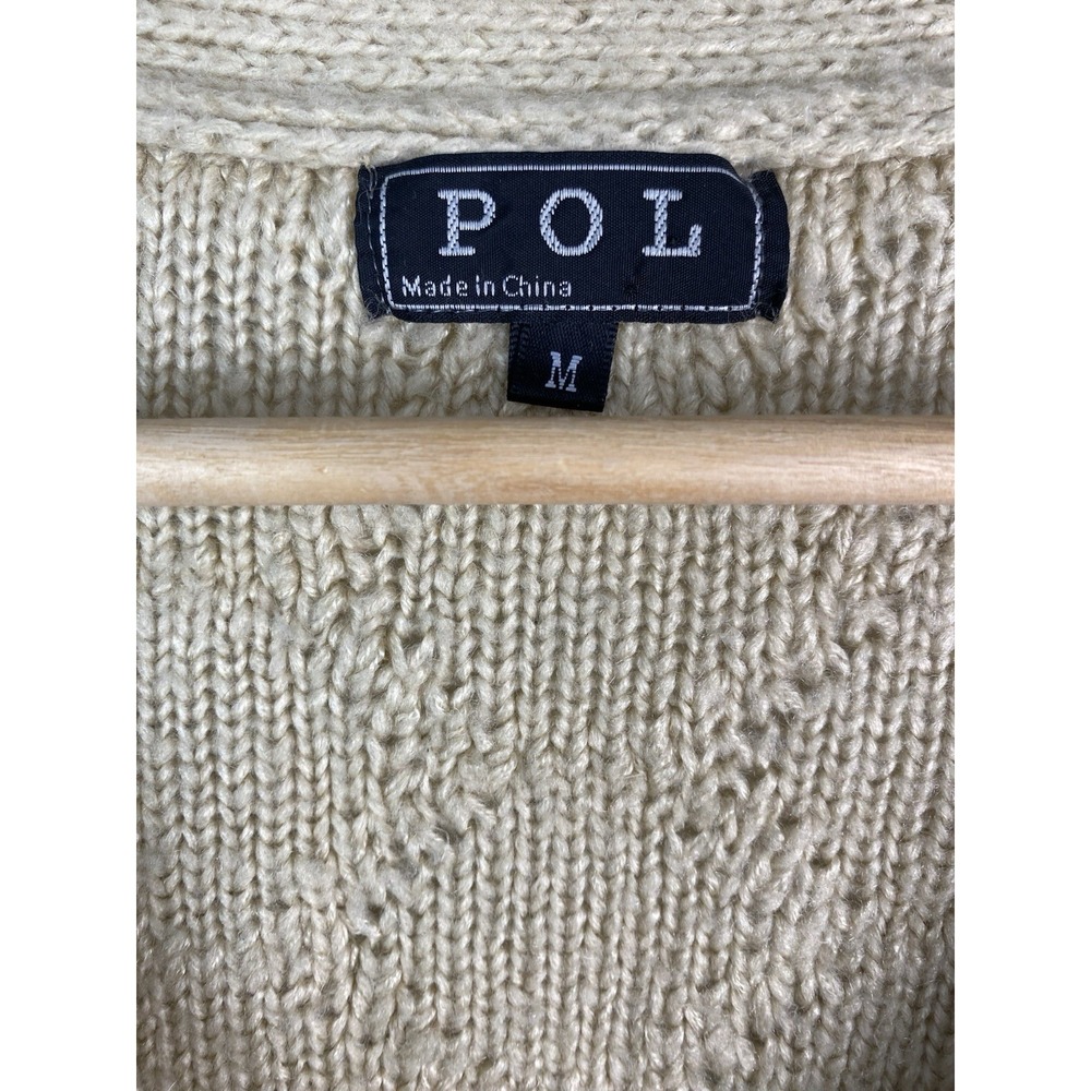 POL Women's M Tan Boxy V-Neck Button Up Boho Cardigan Sweater - Picture 2 of 8
